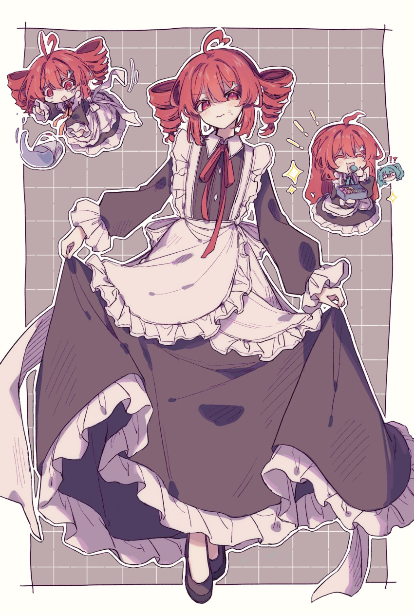 !, !?, 2girls, 3:, @_@, ahoge, alternate_costume, alternate_hairstyle