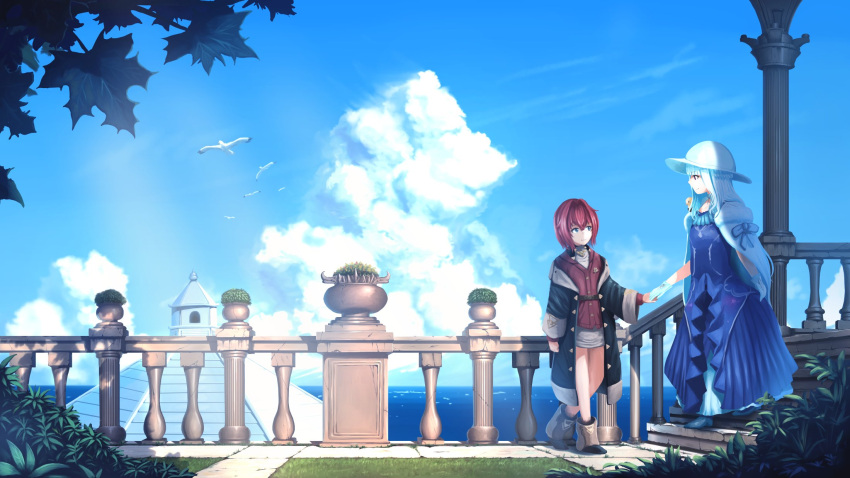 99_(hosinosensei), ange_katrina, ange_katrina_(1st_costume), animal_on_shoulder, ankle_boots, bird, bird_on_shoulder, black_boots