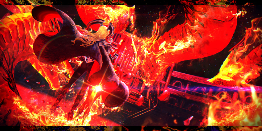 1girl, aestus_estus_(queen_draco), armor, black_armor, black_horns, blonde_hair, cape, dragon