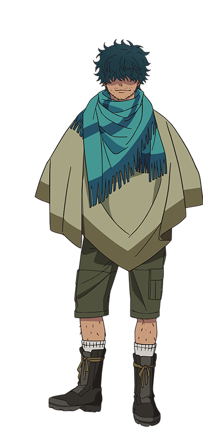 1boy, anime_coloring, ao_no_exorcist, beard_stubble, boots, brown_poncho, facial_hair, full_body
