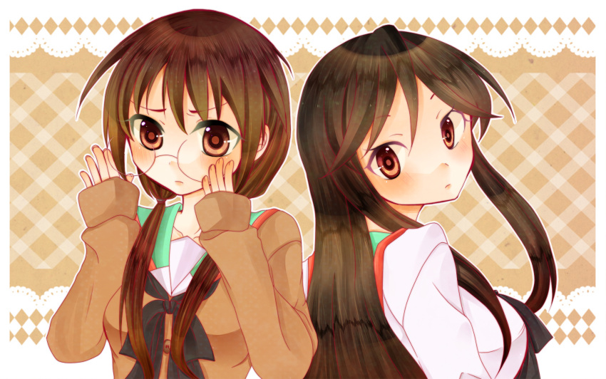 a_channel, glasses, nagi_(a_channel), seifuku, yuuko_(a-channel)