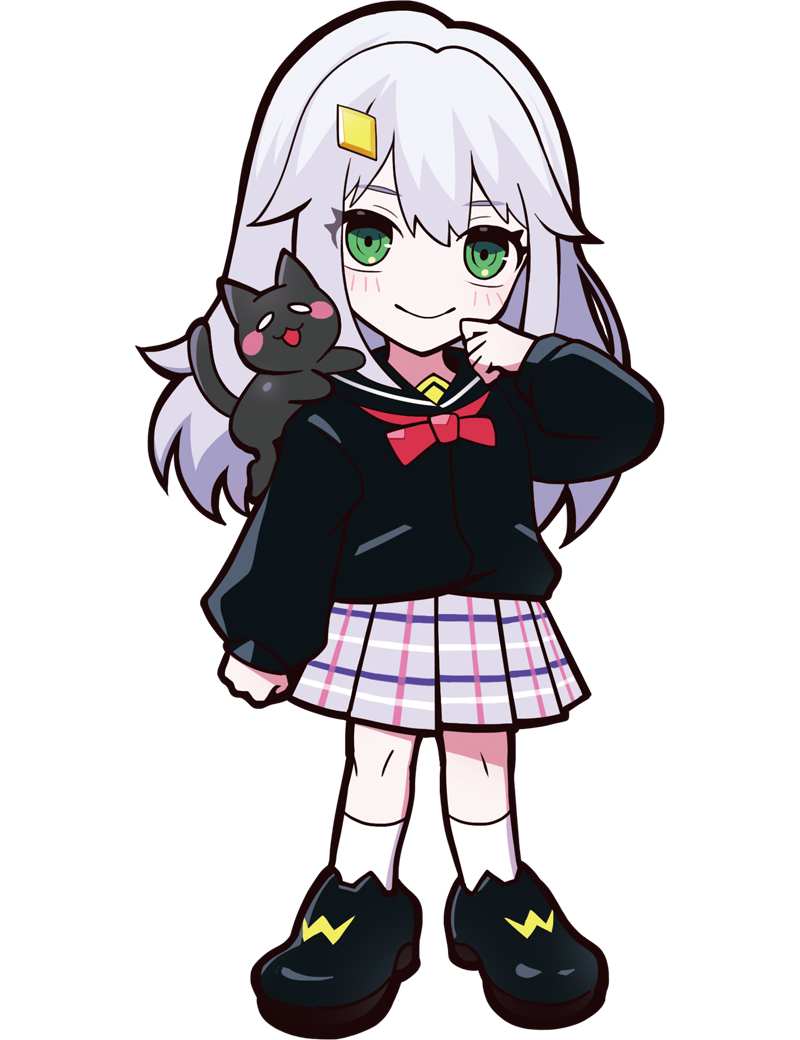 1girl, animal_ear_footwear, animal_on_shoulder, anime_coloring, ankle_socks, black_cat, black_fur, black_sailor_collar