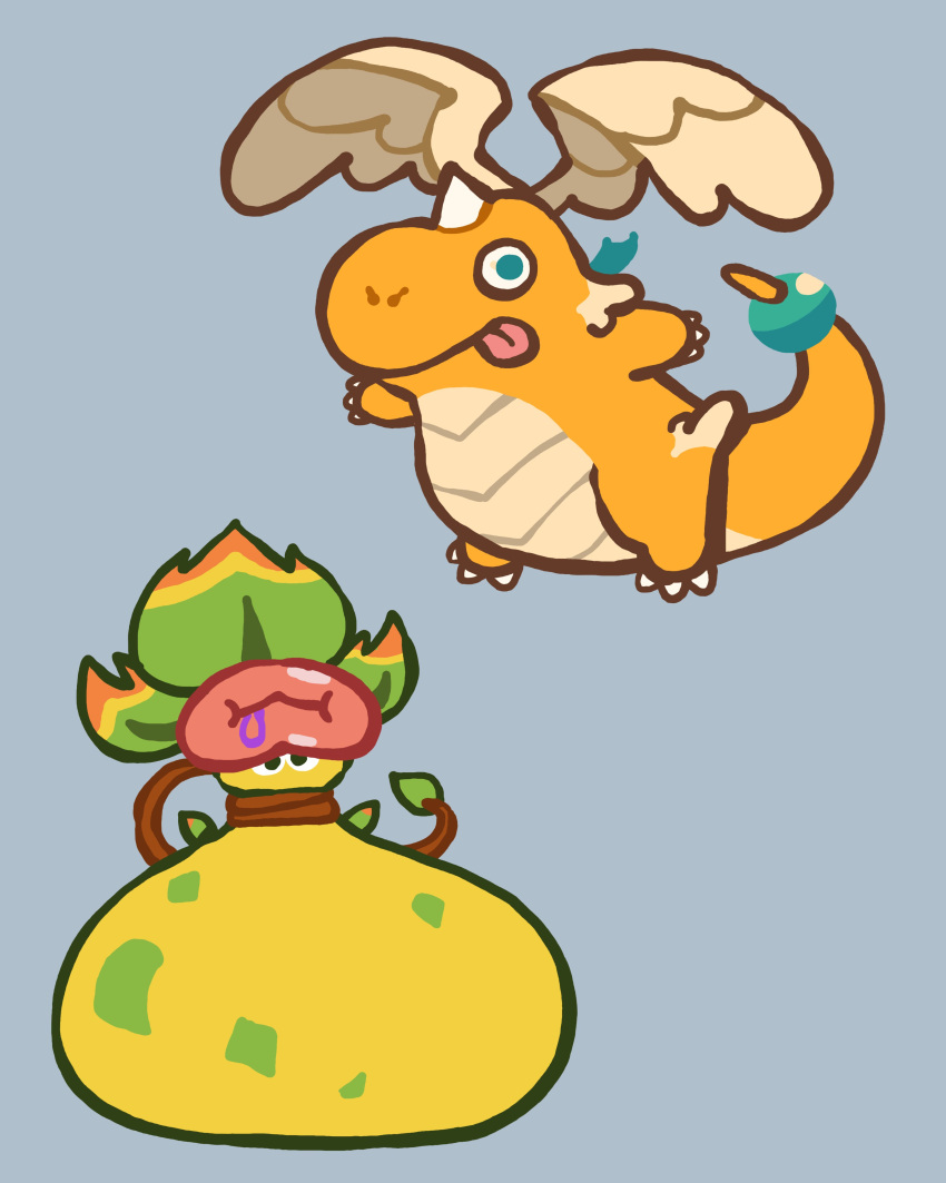 2others, absurdres, black_eyes, claws, closed_mouth, colored_skin, dragon, dragonite
