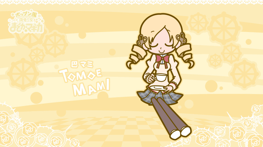blonde_hair, drill_hair, hair_ornament, hakusairanger, highres, mahou_shoujo_madoka_magica, pantyhose, parody