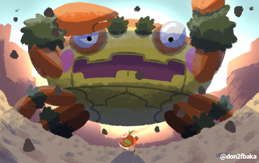 animal_focus, commentary_request, crab, debris, fuecoco, gasya_dokuraku, klawf, no_humans