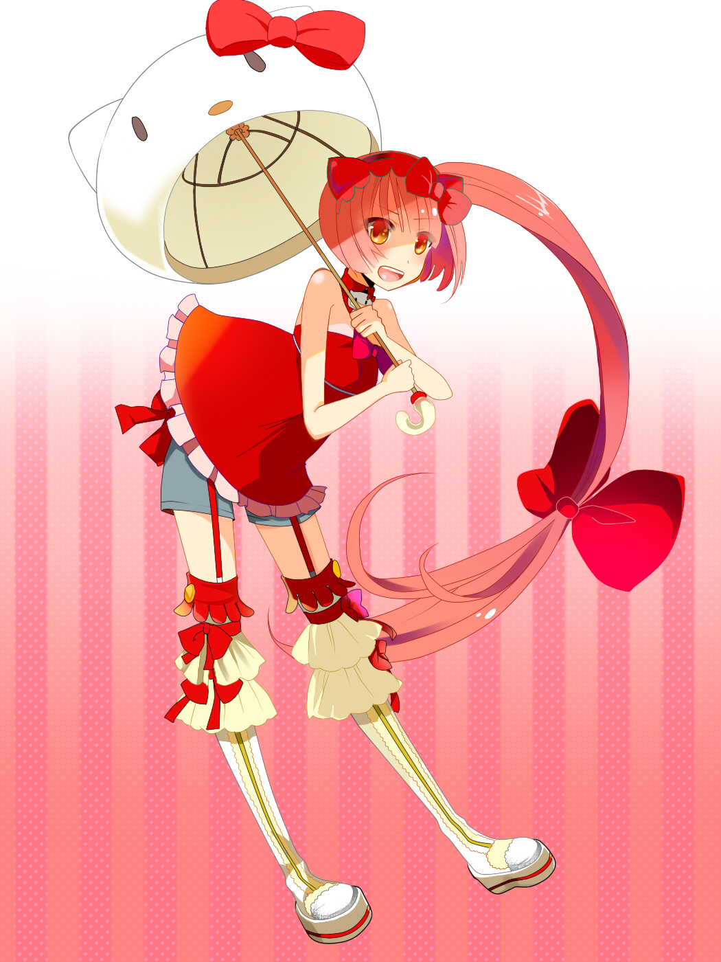 dress, garter_belt, hair_bow, hello_kitty, hello_kitty_to_issho!, highres, long_hair, nekomura_iroha