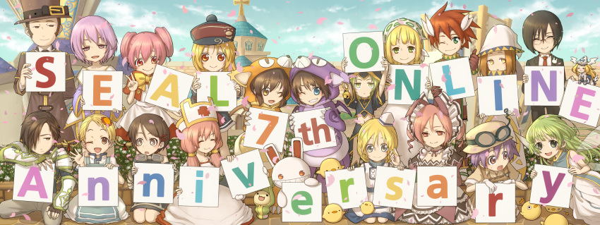 absurdres, animal_costume, english, everyone, grin, group_picture, highres, koyuki.a