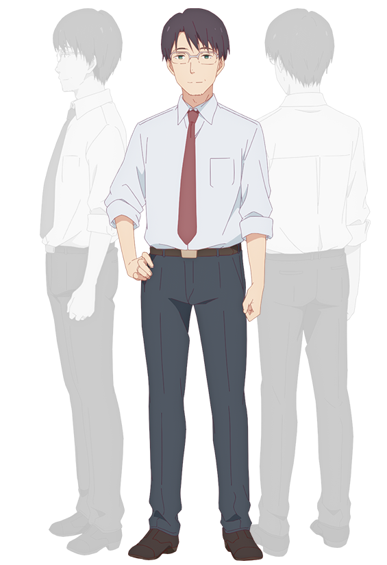3boys, anime_coloring, asamura_taichi, back, belt, black_hair, brown_belt, brown_shoes