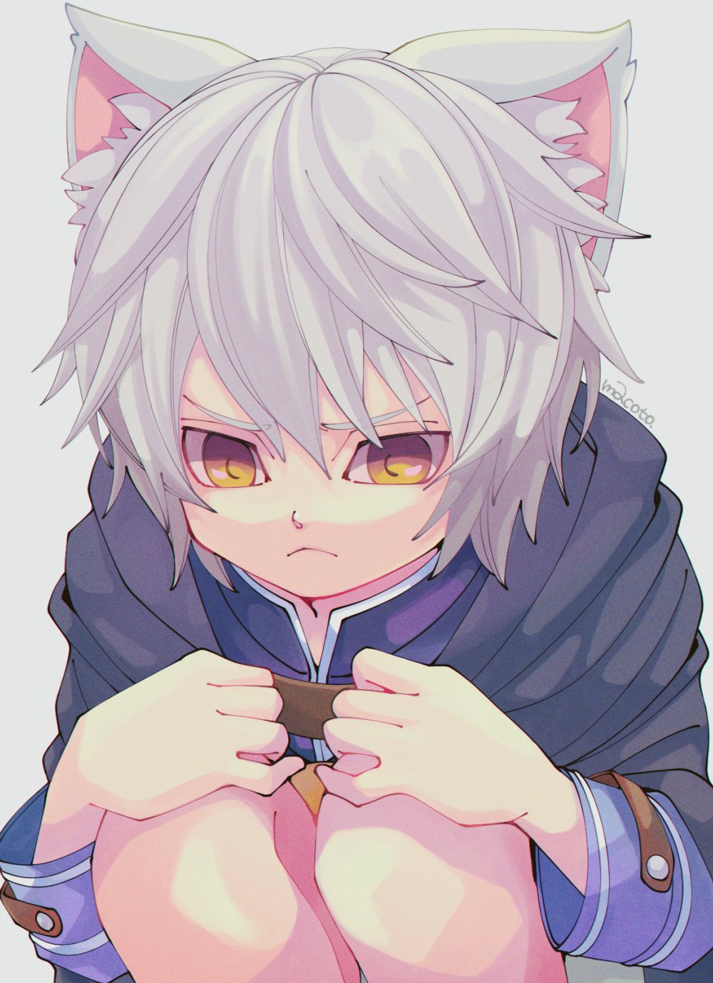 1boy, 29qmatatavi, animal_ears, black_cloak, cloak, commentary, dragon_quest, dragon_quest_x