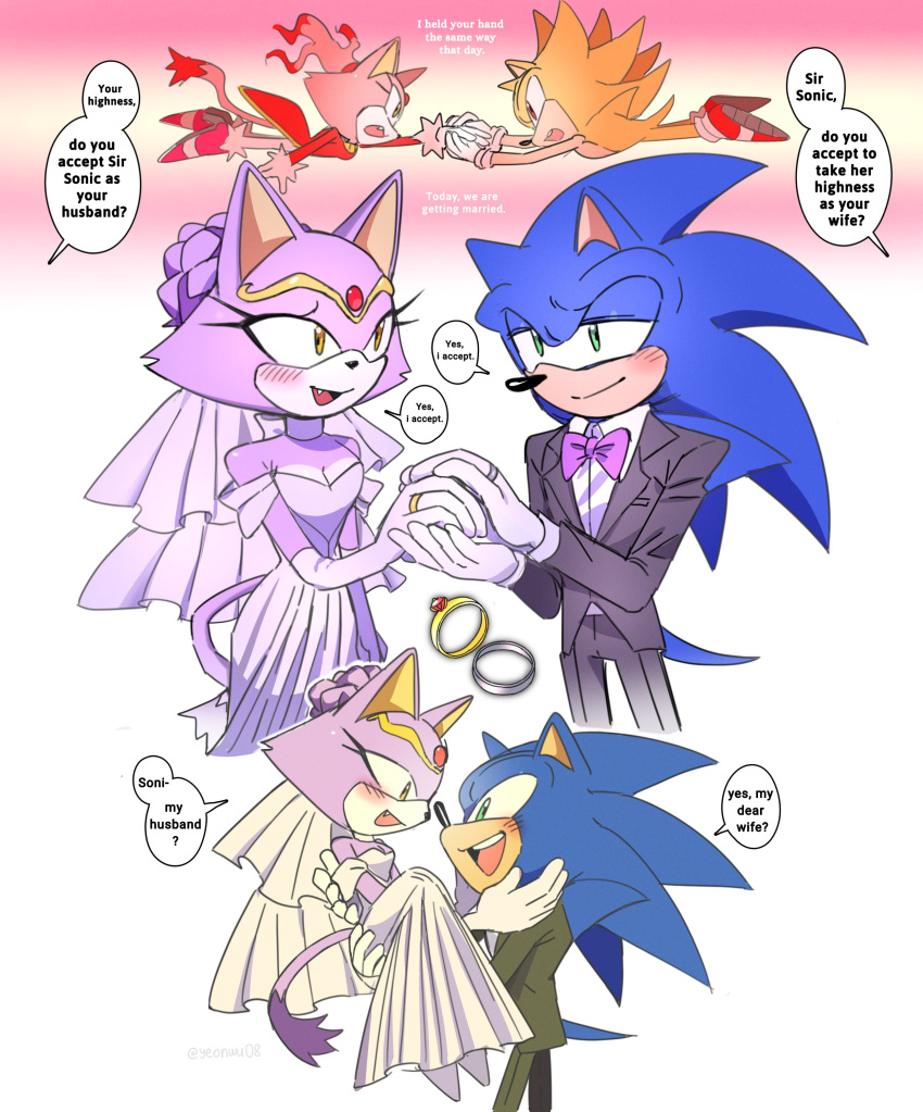 1boy, 1girl, absurdres, animal_ears, black_jacket, blaze_the_cat, blue_fur, bow