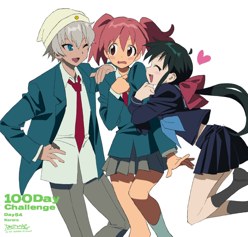 1boy, 2boys, azumaya_koyuki, beanie, betti_(xx_betti), blue_eyes, blush, hat