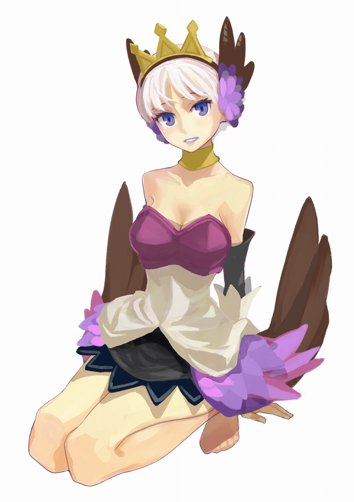 armor, blue_eyes, blush, crown, griselda, hat, miniskirt, odin_sphere