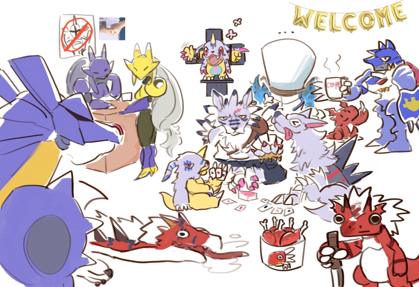 >_<, 765_nanami, absurdres, armor, blue_armor, blue_pants, card, chaosmon_valdur_arm