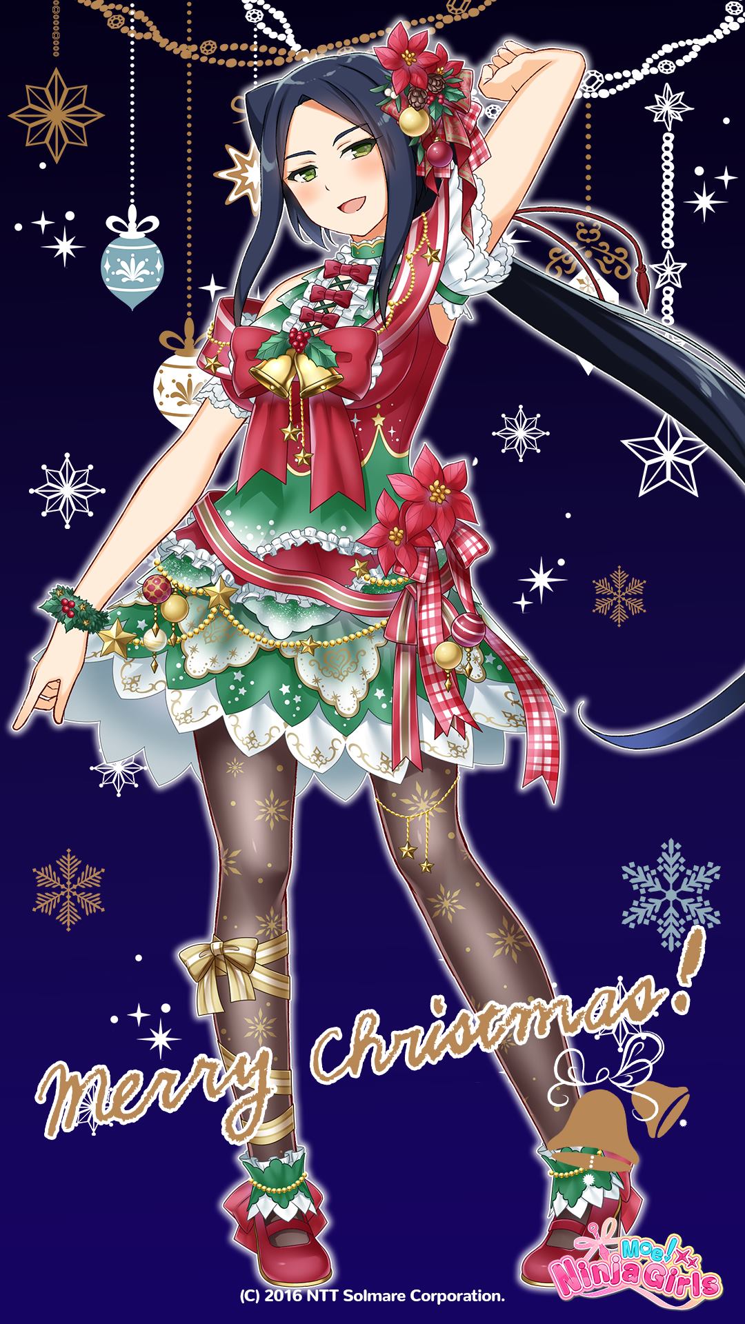 1girl, arm_up, blue_hair, breasts, christmas, christmas_hair_ornament, christmas_tree_costume, dress