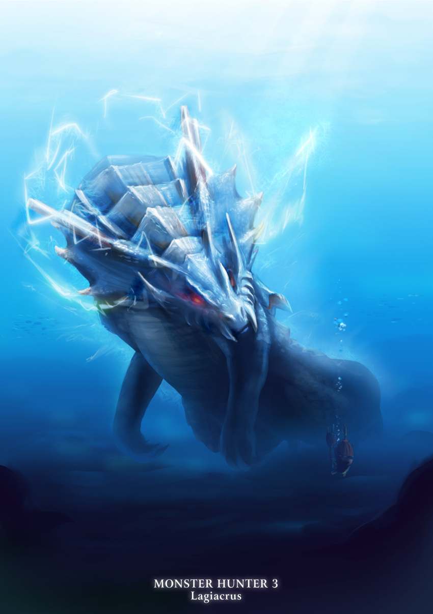 bubble, cha-cha, electricity, fish, giccho, glowing, glowing_eyes, highres