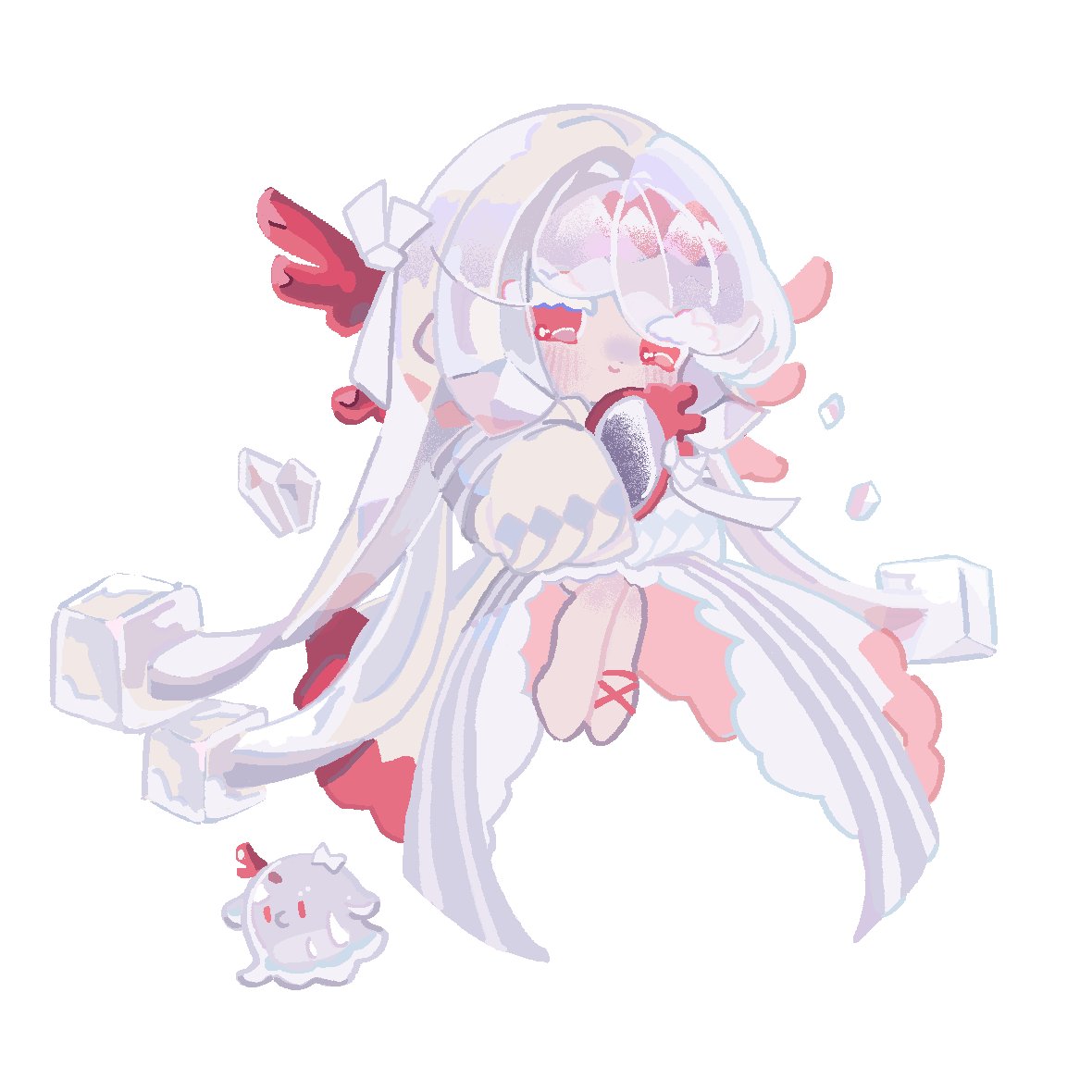 1girl, absurdly_long_hair, agar_agar_cookie, anklet, barefoot, blush, colored_eyelashes, commentary