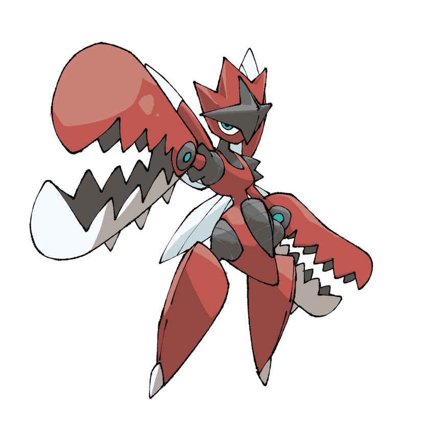 absurdres, blue_eyes, commentary, english_commentary, full_body, highres, mega_pokemon, mega_scizor