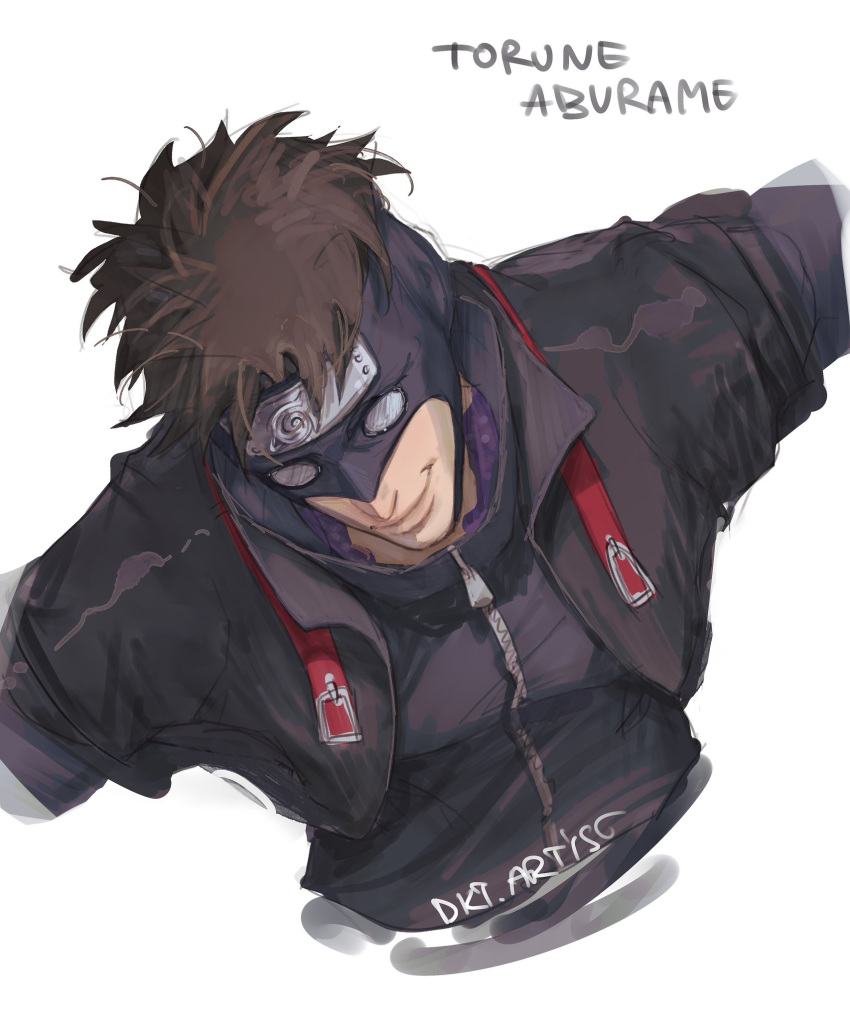 1boy, aburame_torune, artist_name, artistdkt, brown_hair, character_name, commentary, cropped_torso