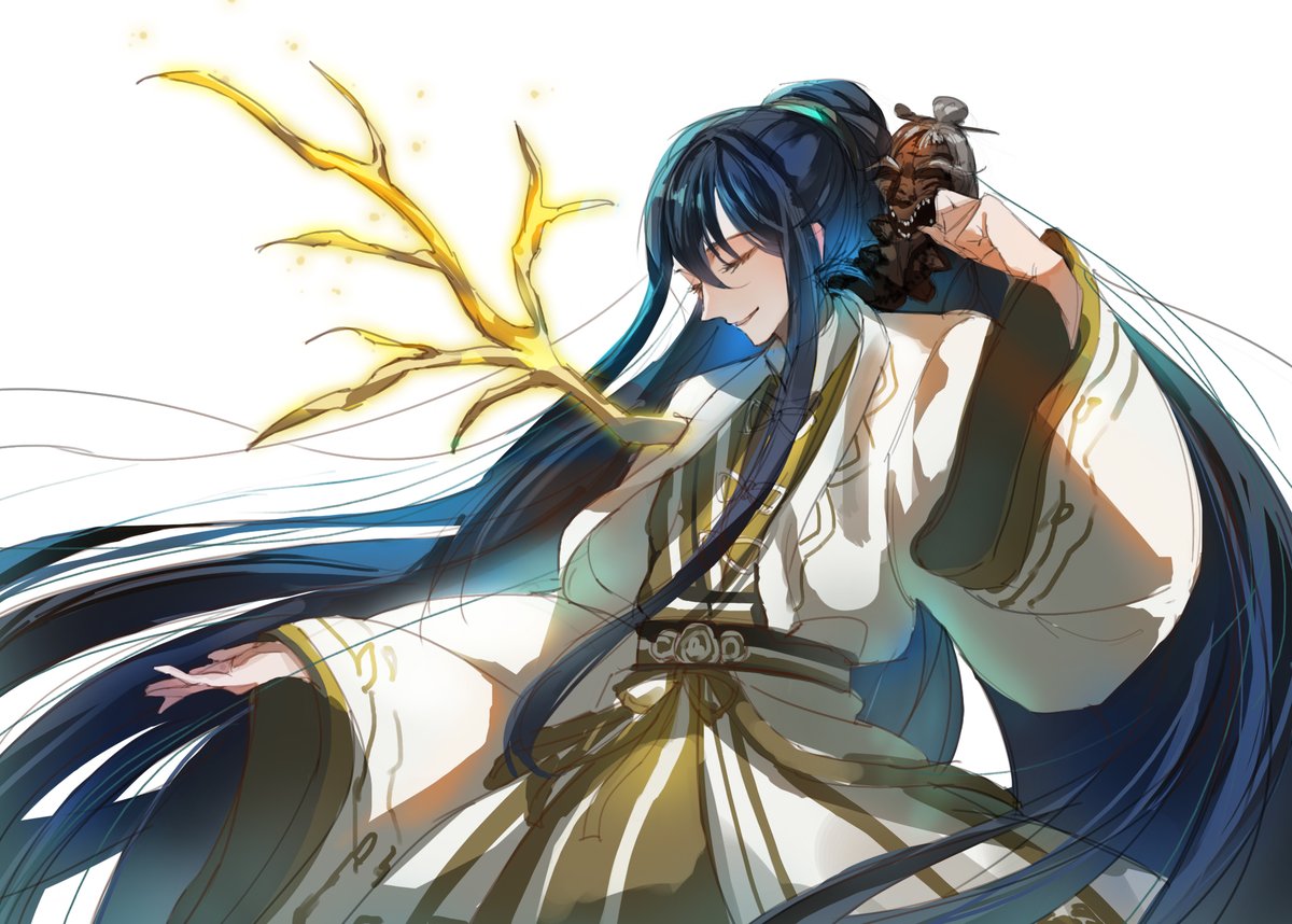 1boy, 78_mariner, animal_on_shoulder, black_hair, branch, closed_eyes, coat, cosplay