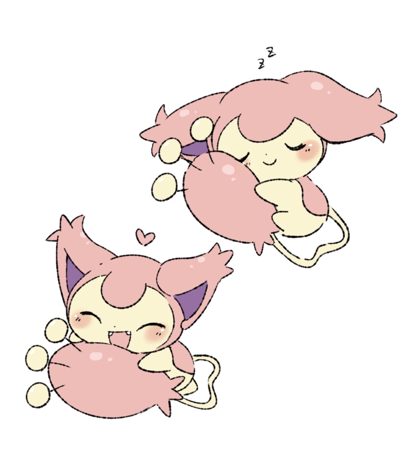 1other, blush, blush_stickers, closed_eyes, closed_mouth, hand_on_own_tail, heart, highres