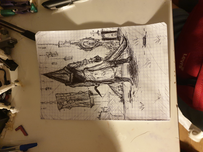 1boy, 2025, black_and_white, horror_(theme), irl, male, male_focus, male_only