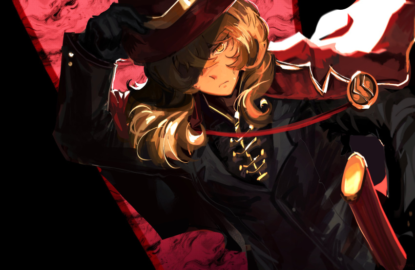 1boy, absurdres, alternate_hair_length, alternate_hairstyle, black_gloves, black_jacket, black_shirt, blonde_hair