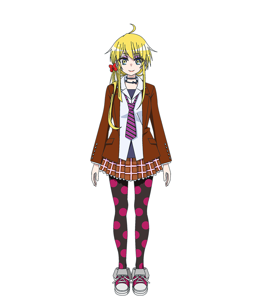 1girl, ahoge, anime_coloring, black_pantyhose, blonde_hair, blue_shirt, bow, breasts
