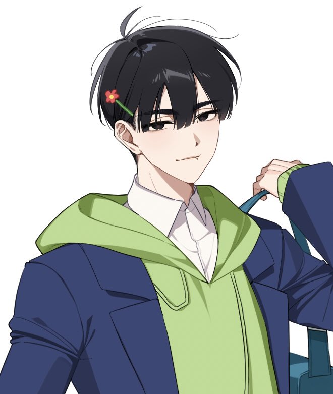 1boy, agetapan_ll, alien_stage, bag, black_eyes, black_hair, blazer, blue_bag
