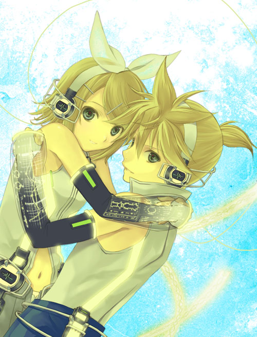 blue_eyes, female, hair_ornament, hair_ribbon, hairclip, headphones, hijiri_ruka, kagamine_len