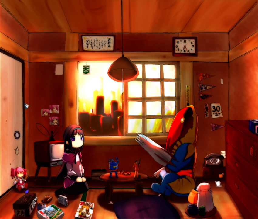 antennae, calendar_(object), castle, character_doll, charlotte_(madoka_magica), clock, crossover, dlcsekiei