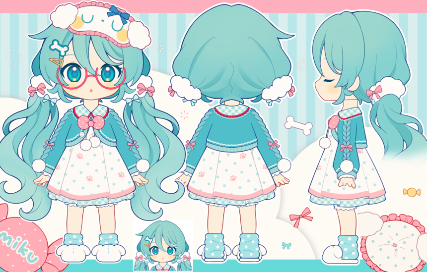 1girl, :o, animal_slippers, aqua_eyes, aqua_hair, aqua_jacket, aqua_socks, bone_hair_ornament