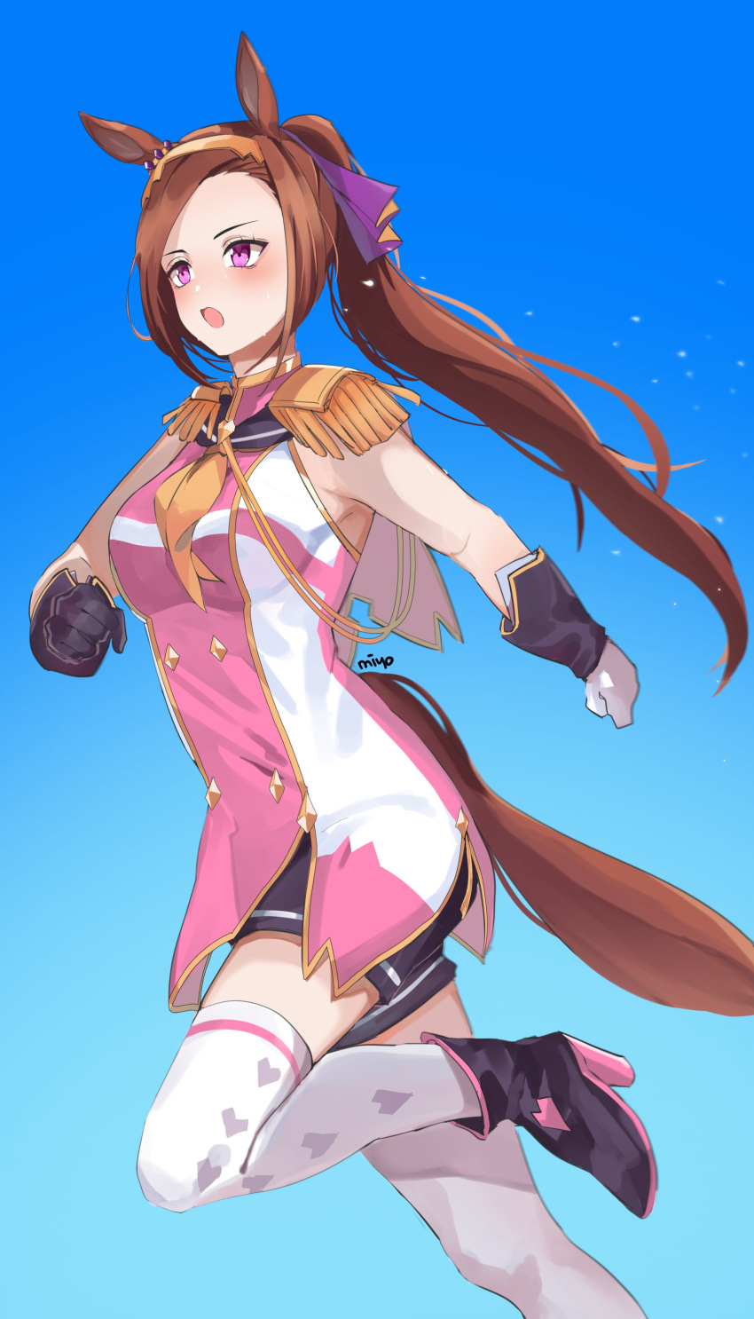 absurdres, animal_ears, flower_in_eye, highres, horse_ears, horse_girl, horse_tail, kyona_7898, sakura_bakushin_o_(umamusume), symbol_in_eye, tail, umamusume