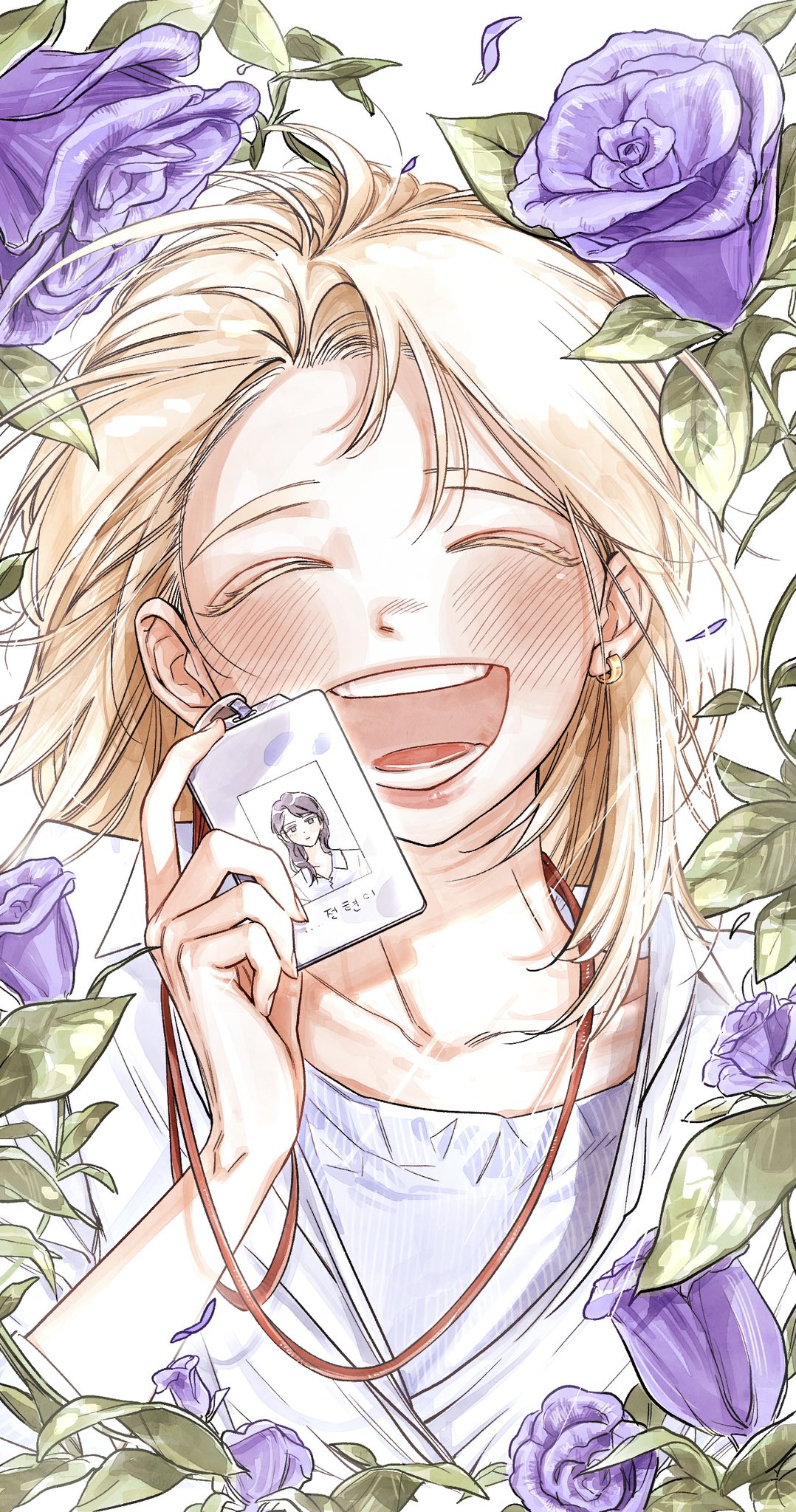 1girl, ^_^, blonde_hair, blush, closed_eyes, collarbone, colored_eyelashes, commentary_request