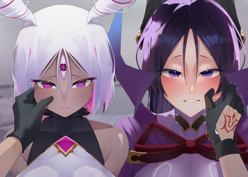 dark-skinned_female, dark_skin, fate/grand_order, fate_(series), fujimaru_ritsuka_(male), highres, mature_female, minamoto_no_raikou_(fate)