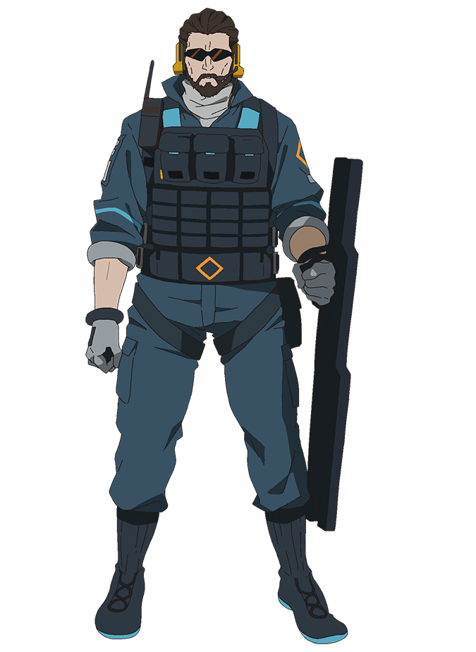 1boy, ace_(arknights), anime_coloring, arknights, beard, blue_boots, blue_jacket, blue_pants