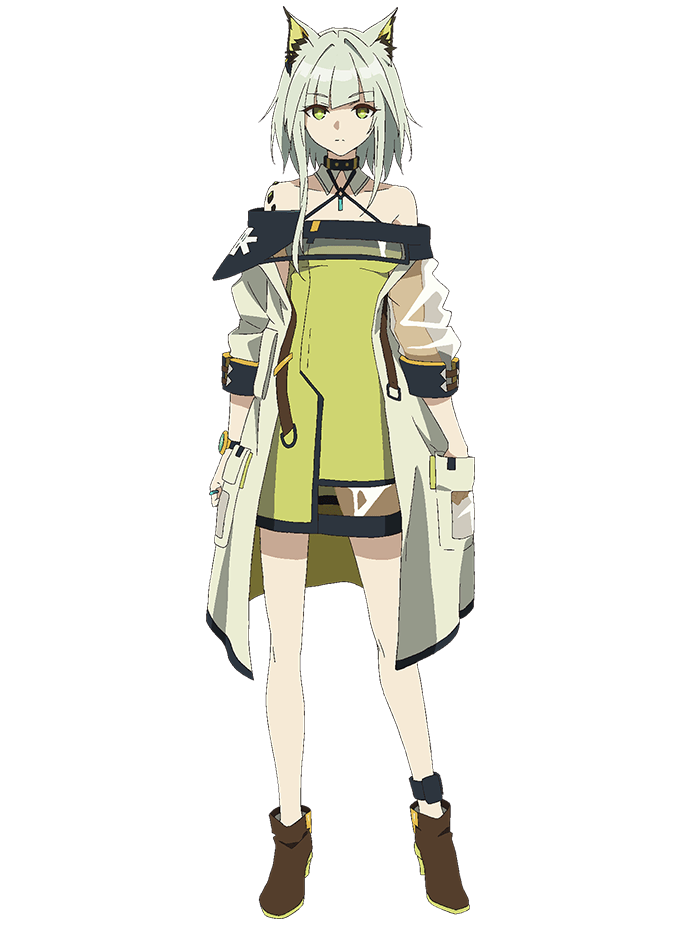 1girl, animal_ear_fluff, animal_ears, anime_coloring, arknights, bare_shoulders, belt, boots
