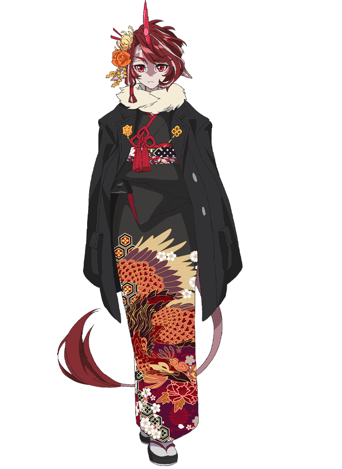 1girl, animal_ears, anime_coloring, arknights, black_gloves, black_jacket, black_kimono, closed_mouth