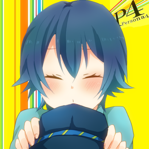 amnos18, androgynous, blue_hair, blush, cabbie_hat, closed_eyes, hat, incoming_kiss