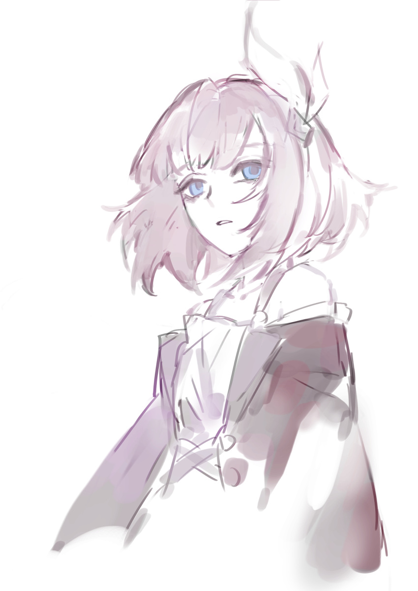 1girl, absurdres, anchealcjiea, bare_shoulders, blue_eyes, breasts, chinese_commentary, coat