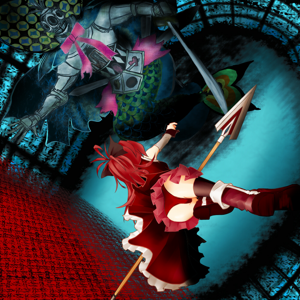 egoe, long_hair, magical_girl, mahou_shoujo_madoka_magica, oktavia_von_seckendorff, polearm, ponytail, red_hair