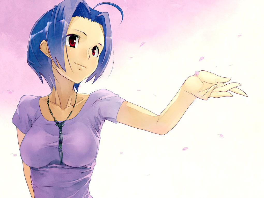 alternate_hairstyle, blue_hair, breasts, bust, collarbone, forehead, hands, idolmaster