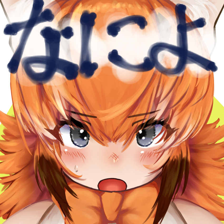 1girl, blush, bow, bowtie, brown_hair, caracal_(kemono_friends), close-up, commentary_request