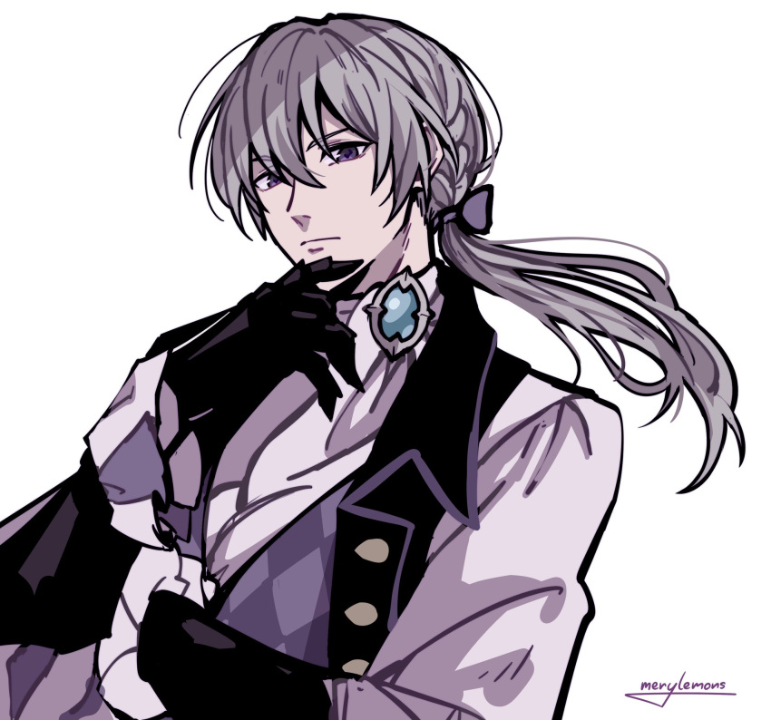 1boy, aristocratic_clothes, butler, fire_emblem, fire_emblem_fates, gloves, grey_hair, highres