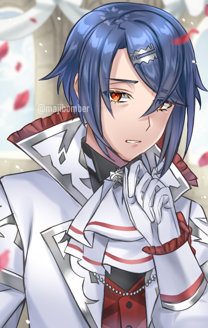 1boy, alcryst_(fire_emblem), alcryst_(groom)_(fire_emblem), ascot, blue_hair, fire_emblem, fire_emblem_engage, fire_emblem_heroes