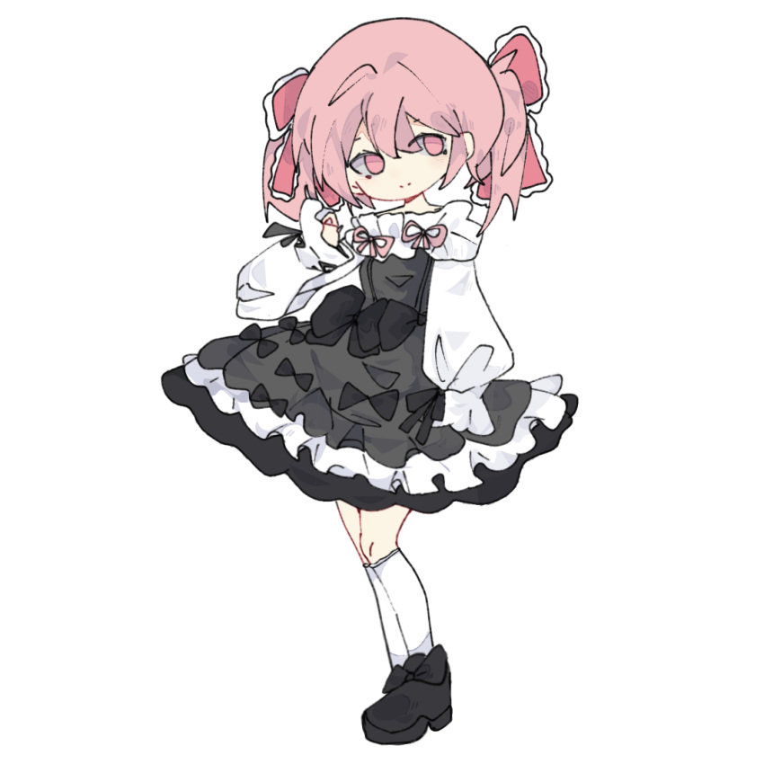 1girl, a_wuqi, alternate_costume, black_bow, black_dress, black_shoes, bow, chinese_commentary
