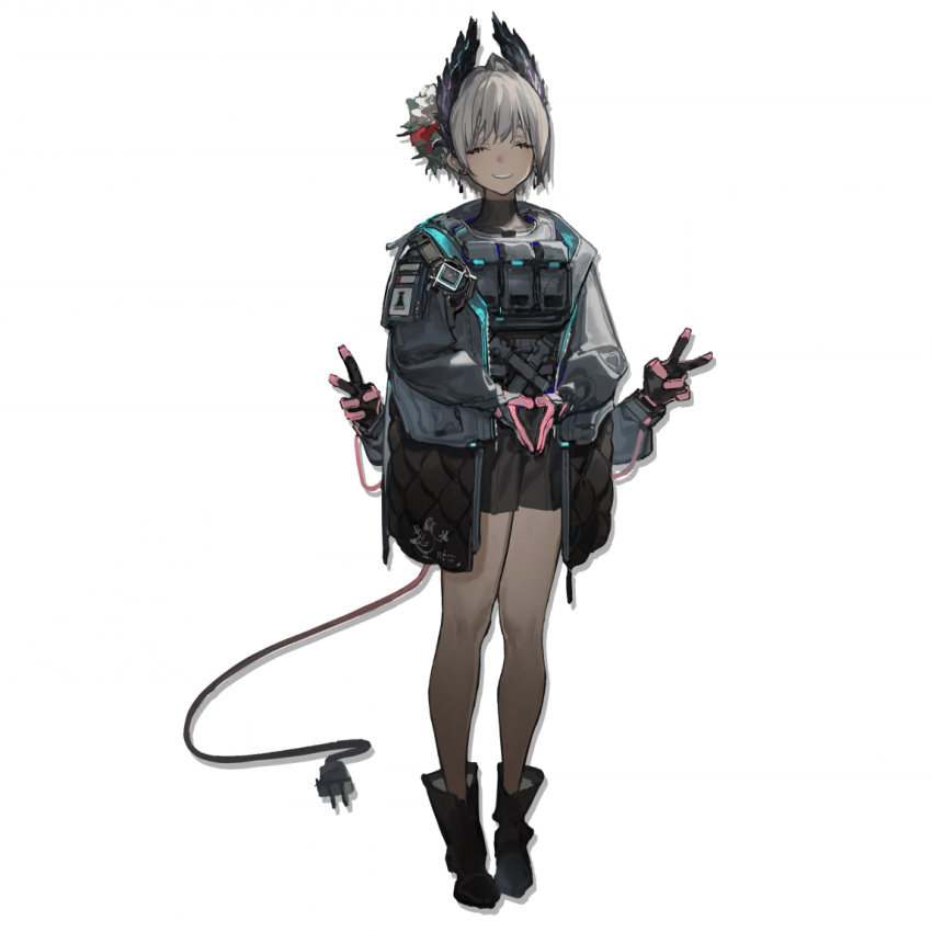 1girl, arknights, azling, full_body, official_art, raidian_(arknights), revision, rhodes_island_uniform, simple_background, solo, standing, tachi-e, third-party_source, transparent_background