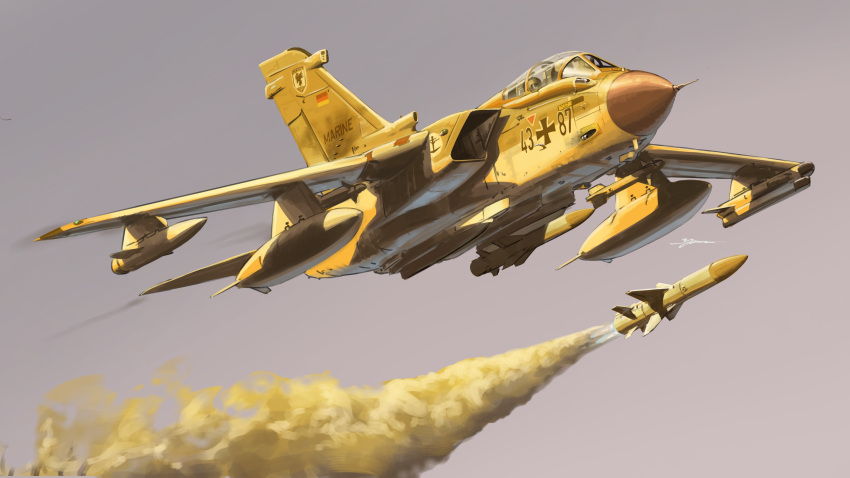 2others, absurdres, afterburner, aim-9_sidewinder, air-to-air_missile, aircraft, airplane, anchor_symbol
