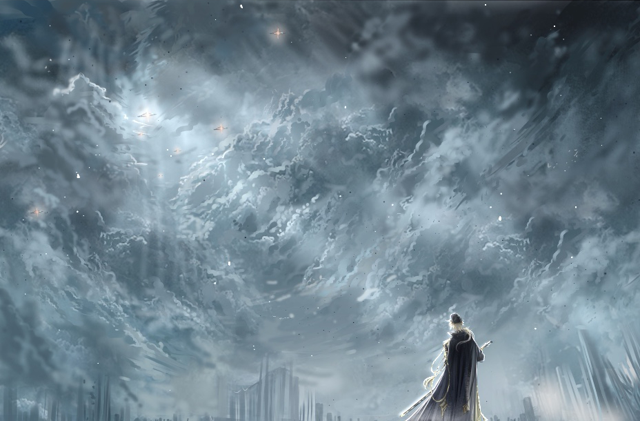 1boy, aiguillette, aircraft, alkaid_mcgrath, alkaid_mcgrath_(infinite_empire), black_cape, blonde_hair, building