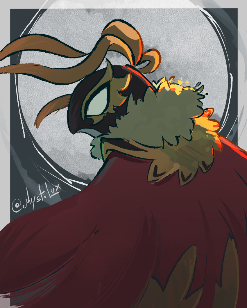 1other, absurdres, bird, blank_eyes, cape, furry, hawlucha, highres