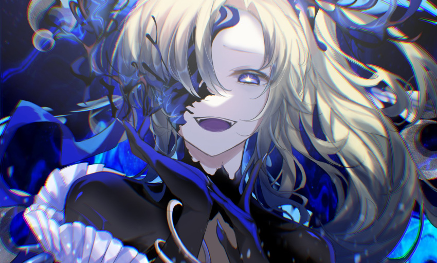 1girl, arcaea, black_bodysuit, black_gloves, blonde_hair, blue_eyes, bodystocking, bodysuit